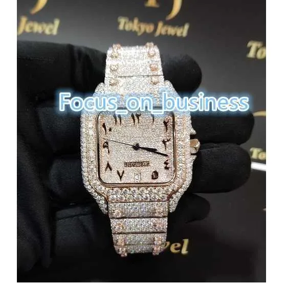 Hot Selling Top Brand Custom Design Men Woman Luxury Hand Set Iced Out Diamond Moissanite Watch från Indian Exportör