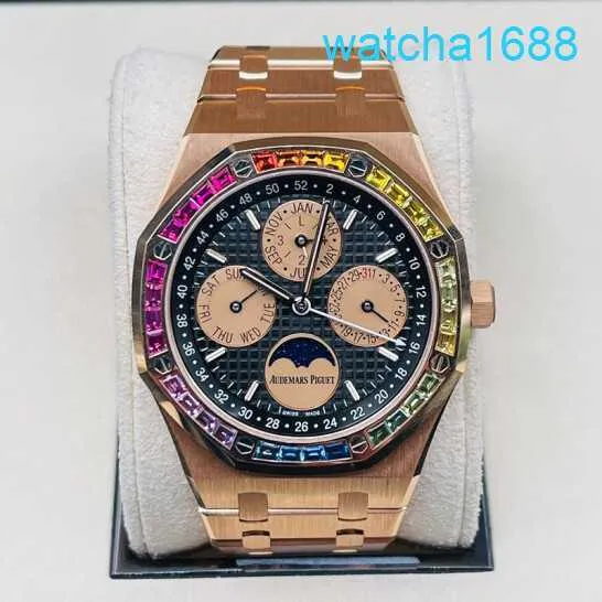 AP Movement Wristwatch Royal Oak Series 26614or Rainbow Plate Calendar Watch Mens Automatic Mechanical Watch Limited Watch