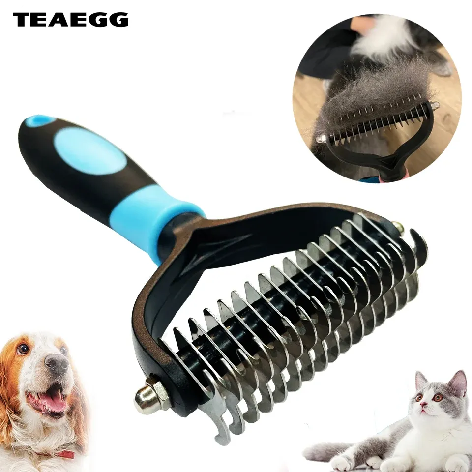 Combs Professional Pet Deshedding Brush 2 Sided Dematting Dog Comb Cat Brush Rake Puppy Grooming Tools Pet Fur Remover Dog Accessories