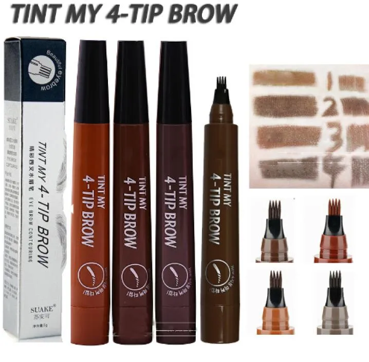 Eyebrow Tattoo Pencil 4 Head Fine Sketch Enhancer Fork Tip Eyebrow Tattoo Tint Pen Eyebrow Gel Waterproof Microblading Makeup6916621