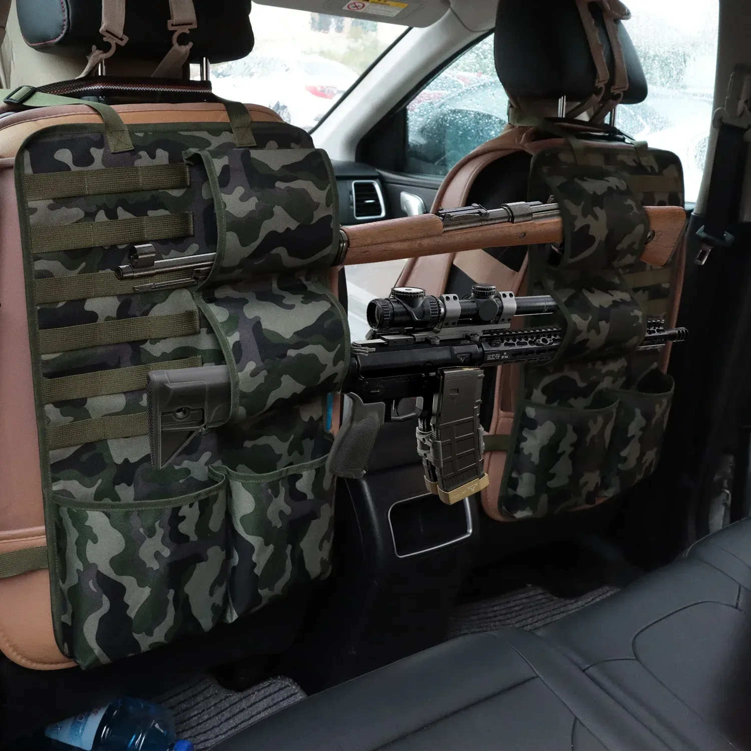 Sacchetti tattico posteriore organizzatore di pistola portapattonata per cannocchiera accessori per veicolo universale tasca di stoccaggio del sedile del veicolo