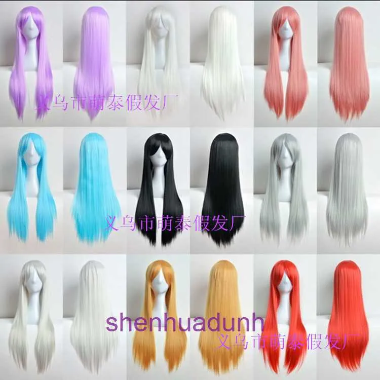 Perücken Frauen menschliches Haar Sonderangebot bieten Cosplay Anime 80cm vielseitig viel gerader Damen Multi-Color Cos Colored Perücke