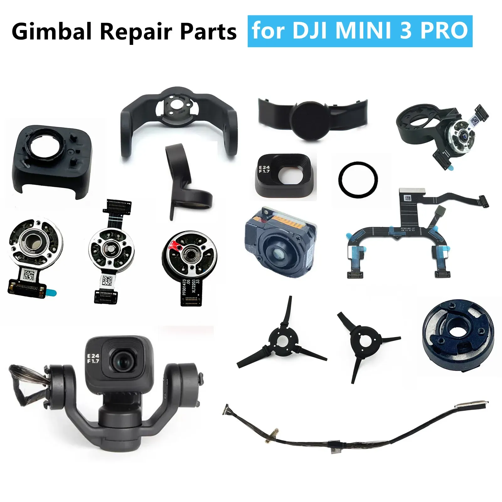 Accessoires Echte reparatieonderdelen voor DJI Mini 3 Pro Drone Gimbal Shell Camera Len Frame PTZ Signaalkabel Yaw/Rol Arm Motor Rubbers Arm Axis