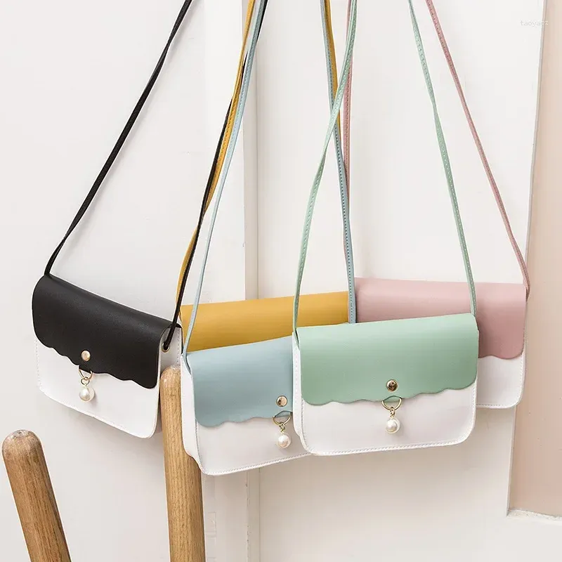 Cordon de cordon pour femmes sac à bandoulière perle pendant mini crossbody décontracté couleurs de couleur petite carrée sac à main carré