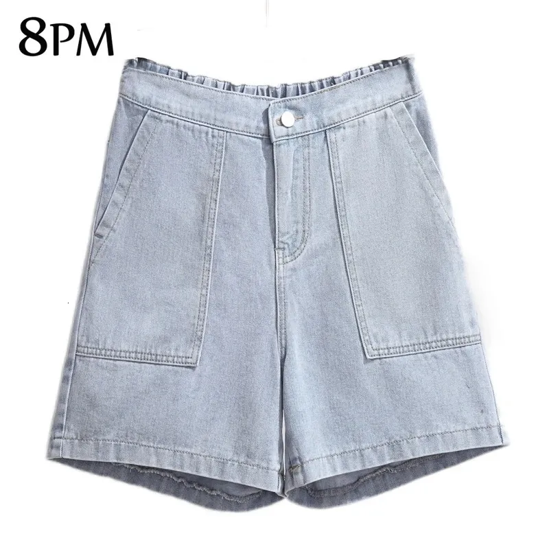 Womens Plussize Shorts Comfort midja Bermuda Kort lös casual en stil bred ben denim med fickan 3xl 4xl ouc1530 240420