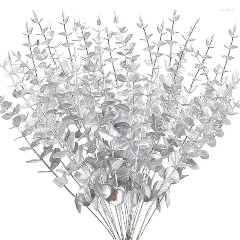 Dekorative Blumen 1PC Künstliche Eukalyptus Stämme Silber Bouquet Hochzeit Kernstück Herbst Home Office Dekor