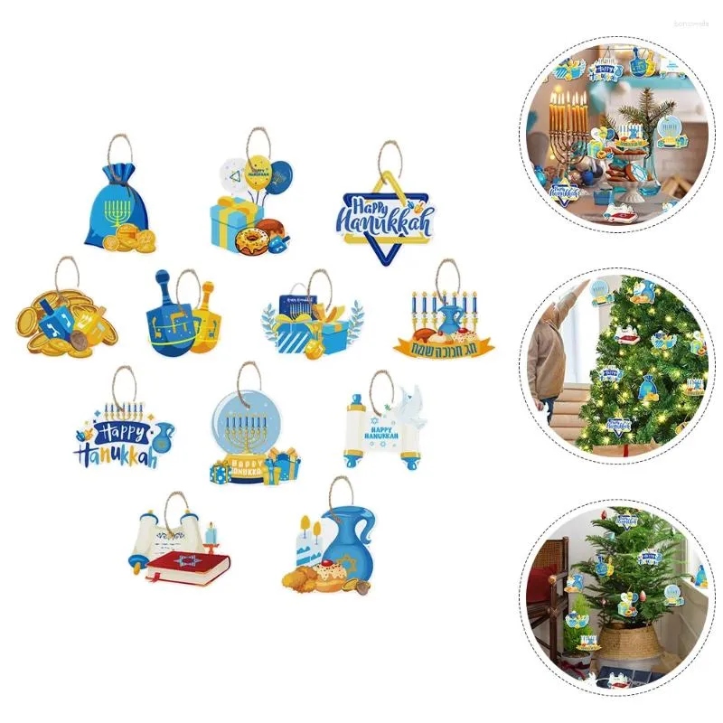 Decoratieve beeldjes 12 PCS ORNAMENT HANUKKAH PARTY Decoratie Hangende kaarten Labels Decoraties Papier