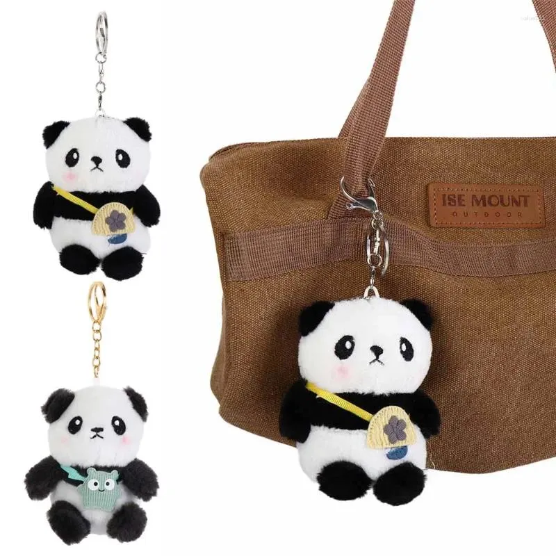 Корковые стиль Корейский стиль милый панда -брелок с плюшевой фаршированной начинкой для кольца сумки для кольца подвесная пара детские рождественские подарки украшения