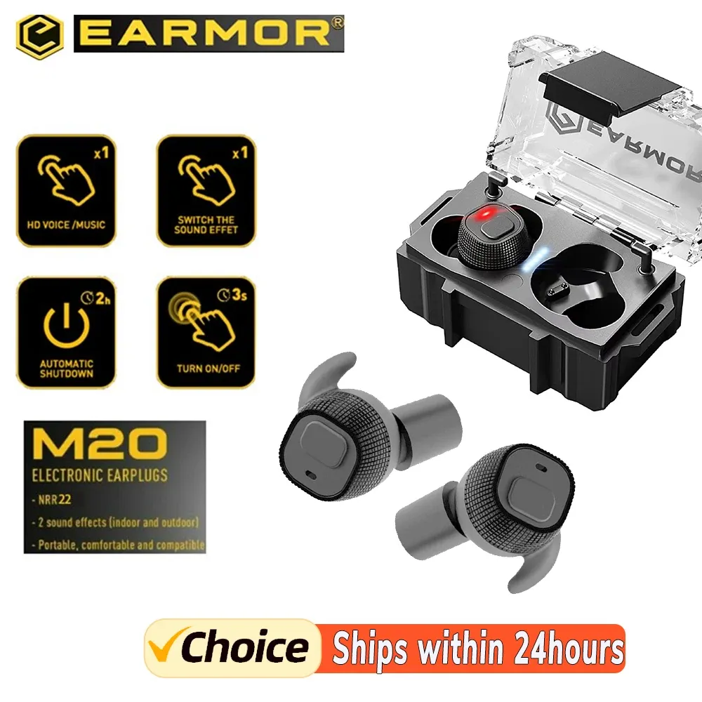 Protector Earmor M20 MOD3 Army Słuchawki taktyczne, strzelanie zatyczki do uszu / Elektroniczne zatyczki do zatyczki do przechowywania / ochrona słuchu strzelania