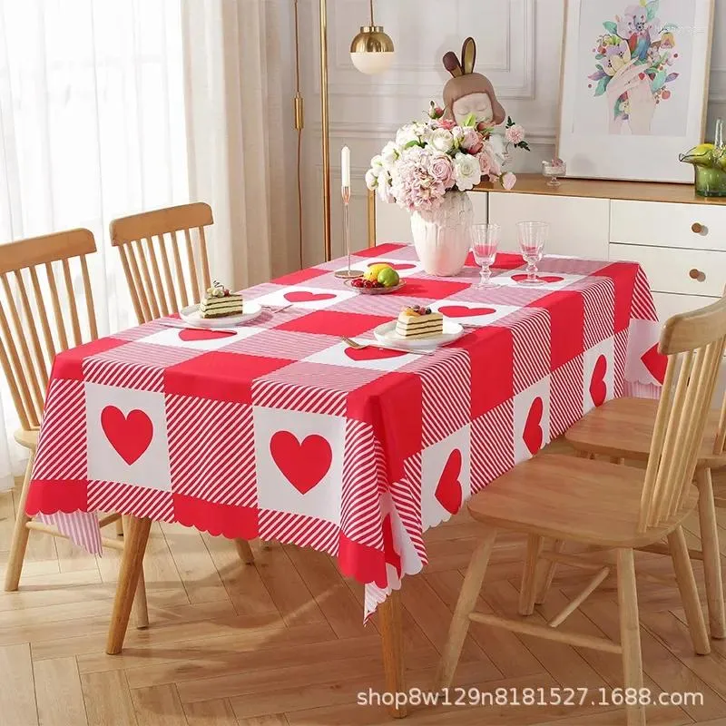 Tela de mesa dulce densa día de San Valentín pareja atmósfera decoración de boda poliéster impermeable
