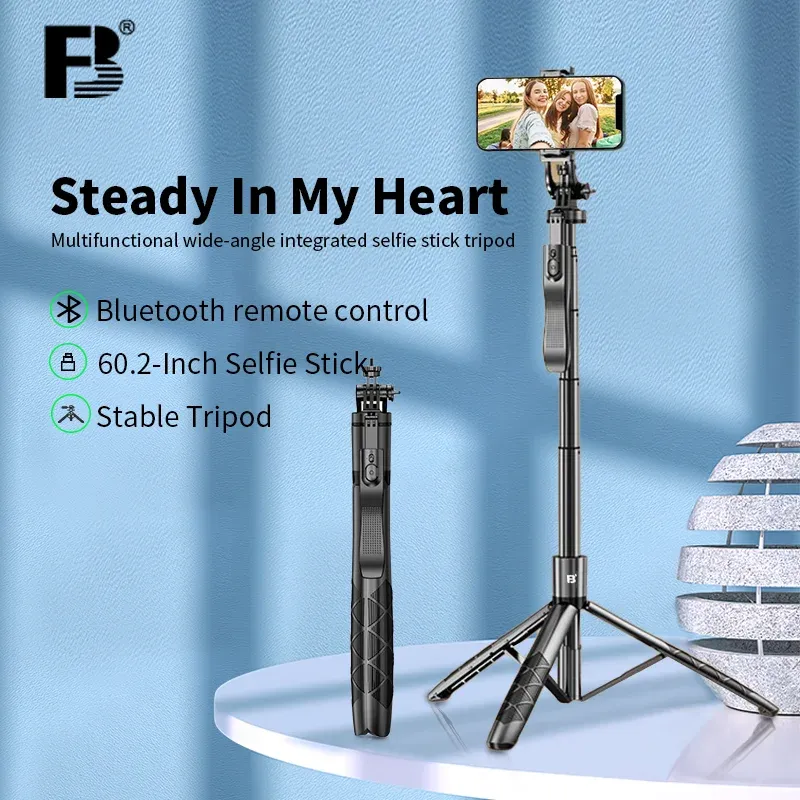 Sticks FB 60 "drahtloser Selessie Stick Stativ Ständer faltbarem Monopod mit Bluetooth -Verschlussstabiler für iPhone -GoPro -Smartphones