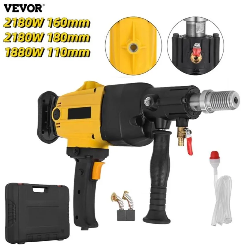 VEVOR Handheld Diamond Core Drill Rig Concrete 110mm 160mm 180mm Wet Dry Electric Stepless Speed Drilling Machine 1880W 2180W 225311099