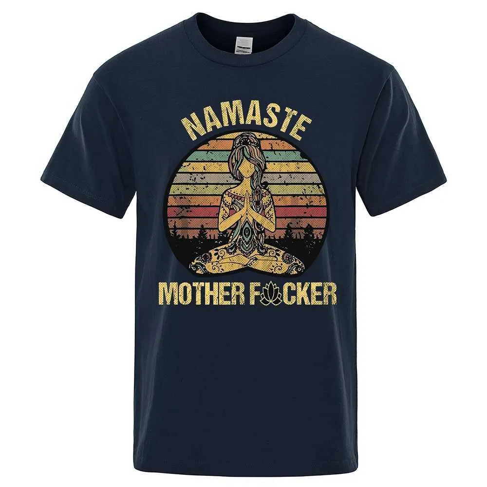 Camisetas para hombres Vintage Namaste Madre Explícito Camiseta Funny Camiseta Men Camas de algodón Wome Cojas