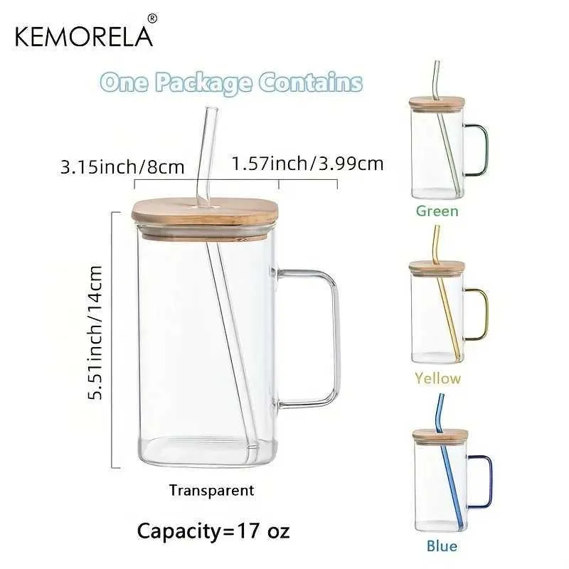 Gobelets Verre avec les couvercles et les pailles à manche simple couche couche de café Juice Boissions de boissons adaptées aux dîners en famille H240425