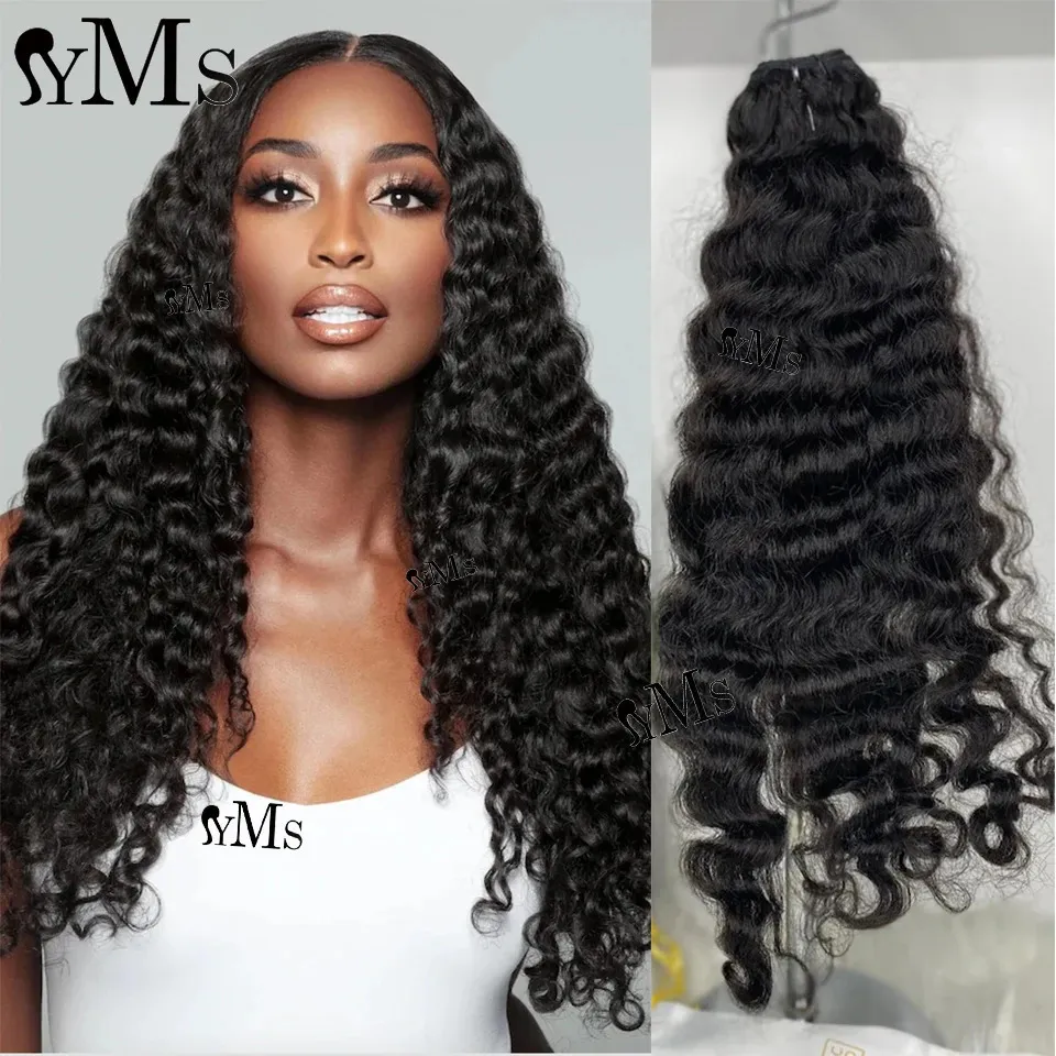 Bundle di trame di capelli umani a doppio disegno di onda umana yms 3a3b riccio di capelli cambogiani wavy wavy full testa all'ingrosso 1pcs100g 240408