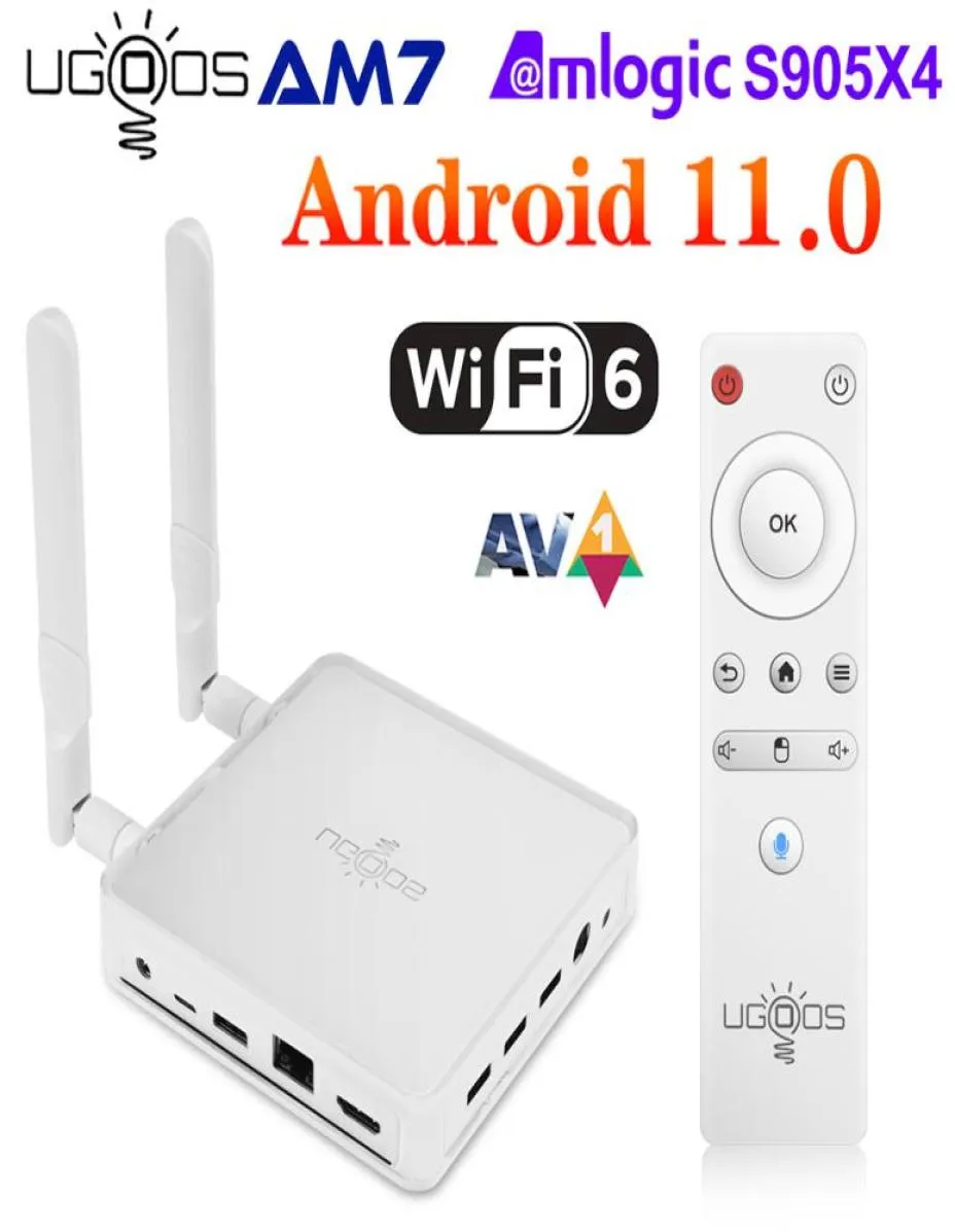 Ugoos AM7 TV Box Android 11 AMLOGIC S905X4 DDR4 4 GB RAM 32 GB Supporto ROM AV1 CEC HDR WiFi6 1000M BT50 OTT 4K TVBox3402076