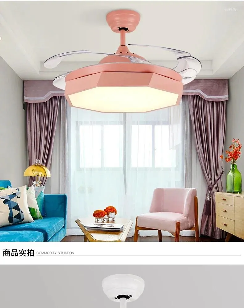 Chandeliers 42inch Modern Deluxe Invisible Fan Lights Acrylic Leaf Led Ceiling Fans 110v/220v Wireless Control Light