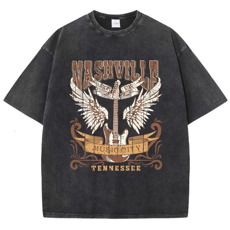 Nashville Music City Tennessee Female T Shirt Street Casual Tshirt Loose Fashion Short Sleeve Cool SXxxl Tee Clothing 240424