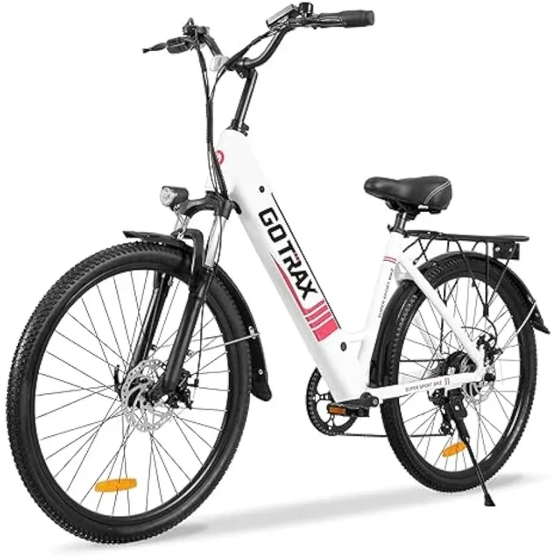 自転車Gotrax Endura 26 "28マイルの電動自転車（ペダラシスト1）、36Vバッテリー、15.5mphの電力、250W、3ペダラシストレベル