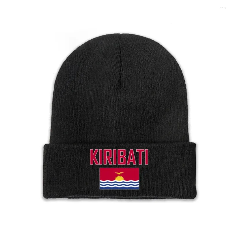 Beralar Kiribati Ülke Bayrak Üst Baskı Erkekler Kadın Unisex Örgü Şapka Kış Sonbahar Beanie Cap Sıcak Bonnet