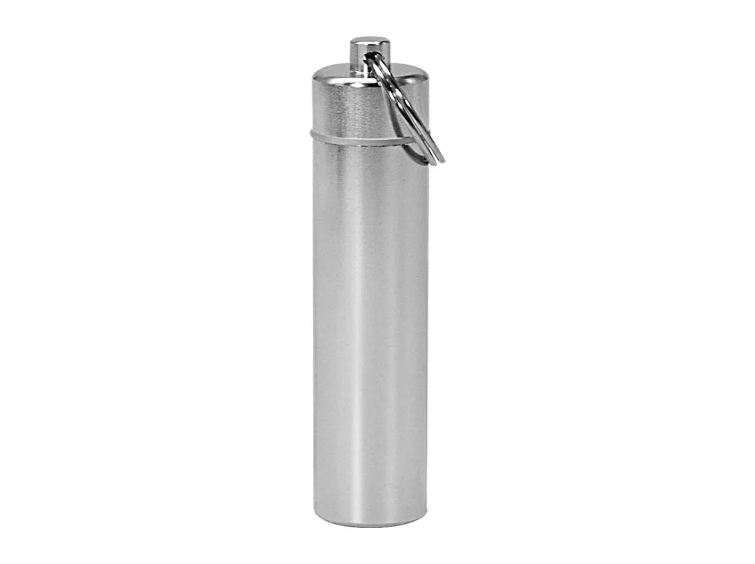 Cournot Mini Key Chain Waterdichte metalen Stash Jar Lengte 96 mm Was Tabak Container Fles Key Chain Portable Cut Dry Herb Storag2330993