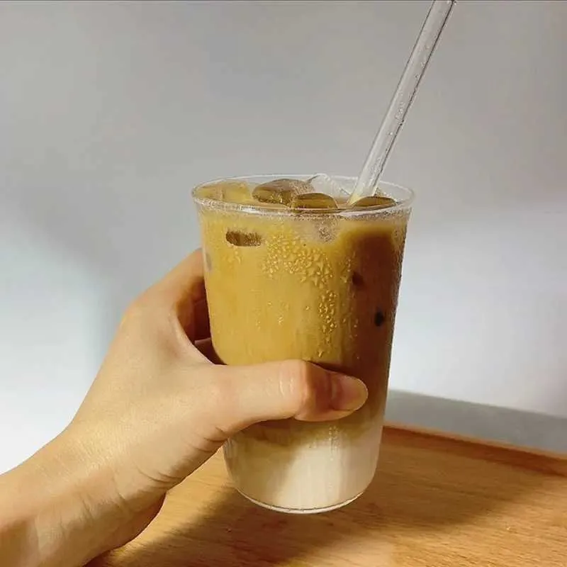 Bicchieri da 1 pezzo in vetro trasparente a grande capacità semplice e fredda tazza di bevute da caffè adatto l'ufficio della cucina H240425
