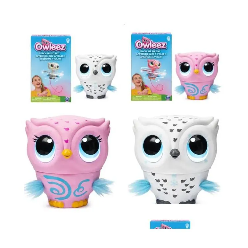 Elektrische/RC -dieren Elektrische RC Owleez Vliegende baby Owl Interactief speelgoed met lichten en AMP Sounds Electronic Pet Induction Flight voor OTN67