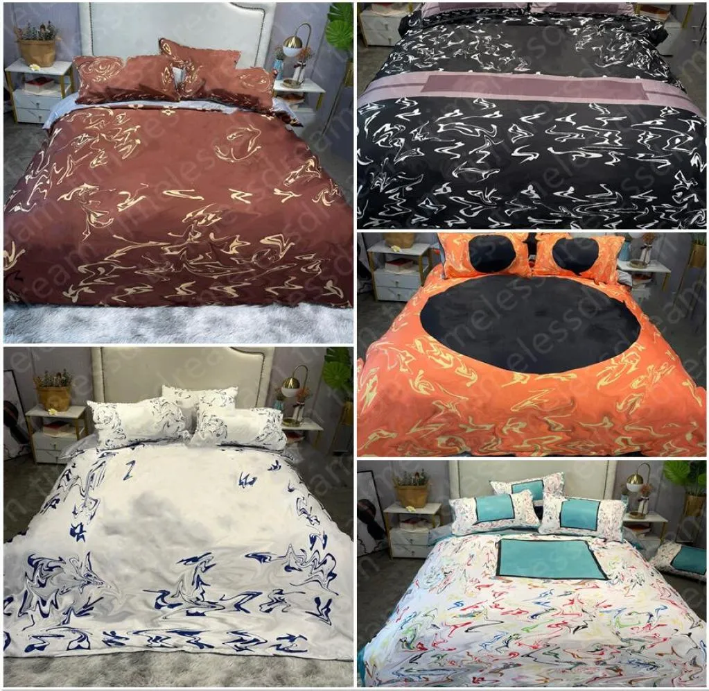 Brand Designer Bedding Sets 4Pcs Set Letter Printed Tencel Size Bed Sheet Fashion Pillowcases HT17166876361