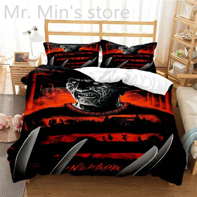 zestawy 3D Gothic Horror A Nightmare Girl Bedding Set, kołdra Zestaw łóżka kołdra kołdra poduszka, Król Queen Size