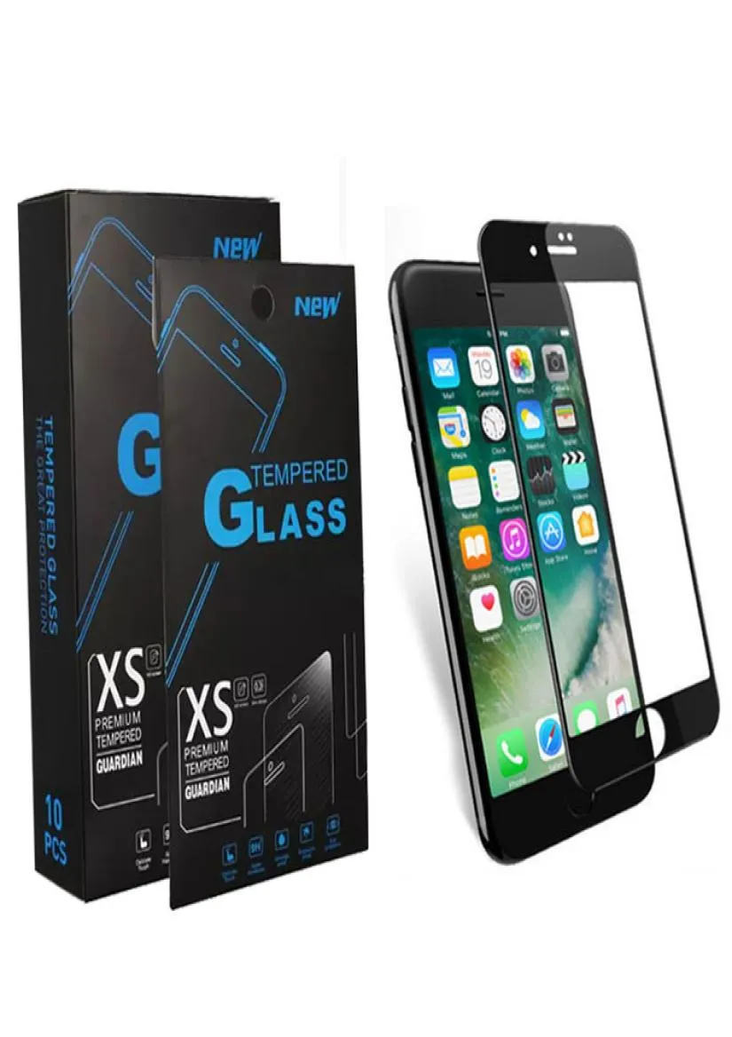 Black Edge Full Cover Tempered Glass Screen Protector för iPhone 14 13 12 11 Pro Max Samsung A03S A13 A32 A53 S21 FE Moto G 5G 2021094453