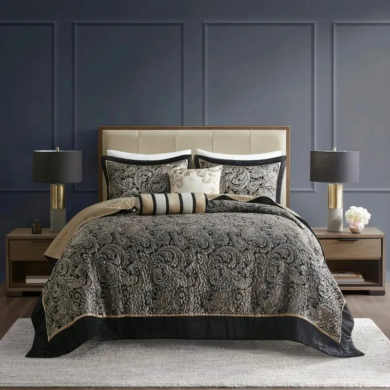 Gequilted sprei set solide omgekeerde zomer ademend lichtgewicht het hele seizoen beddengoedlaag 102x118 5 -delige 240425