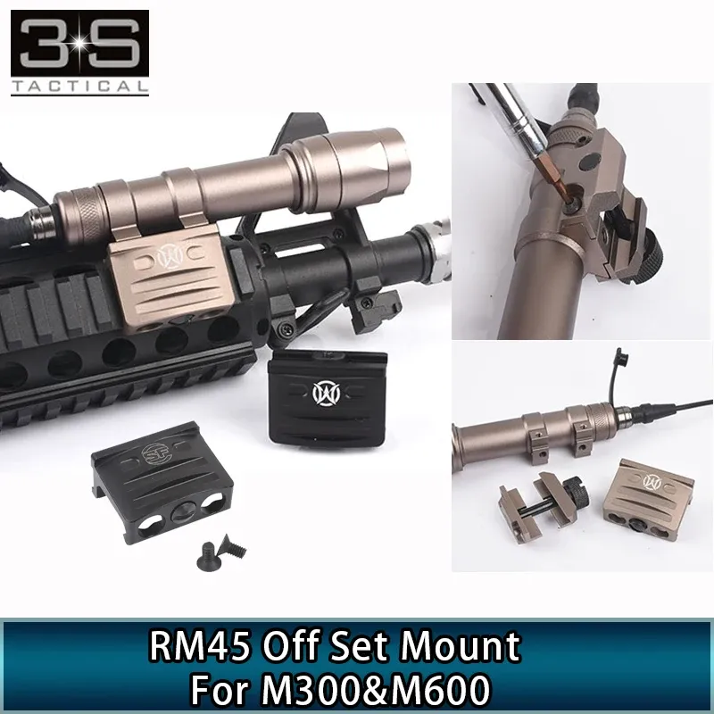 Lights RM45 Off Set Tactical Flashlight Mount Rail Picatinny 20mm for surefir Airsoft M300 M600 Scout Light M600C M600V M600DF