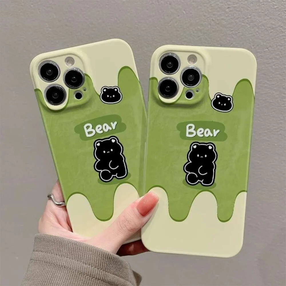 Matcha Bear مناسبة لـ Apple 15 Phone Case iPhone 14 Green 13 Promax Anti Drop 12 Pull Pack 11