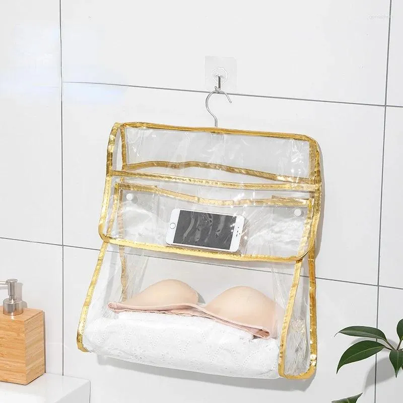 Sacos de armazenamento Bolsa de higiene pessoal pendurada PVC Toalha à prova d'água Telefone cosmético Banheiro dobrável Neceser Organizador à prova de poeira Toilettas Toilettas