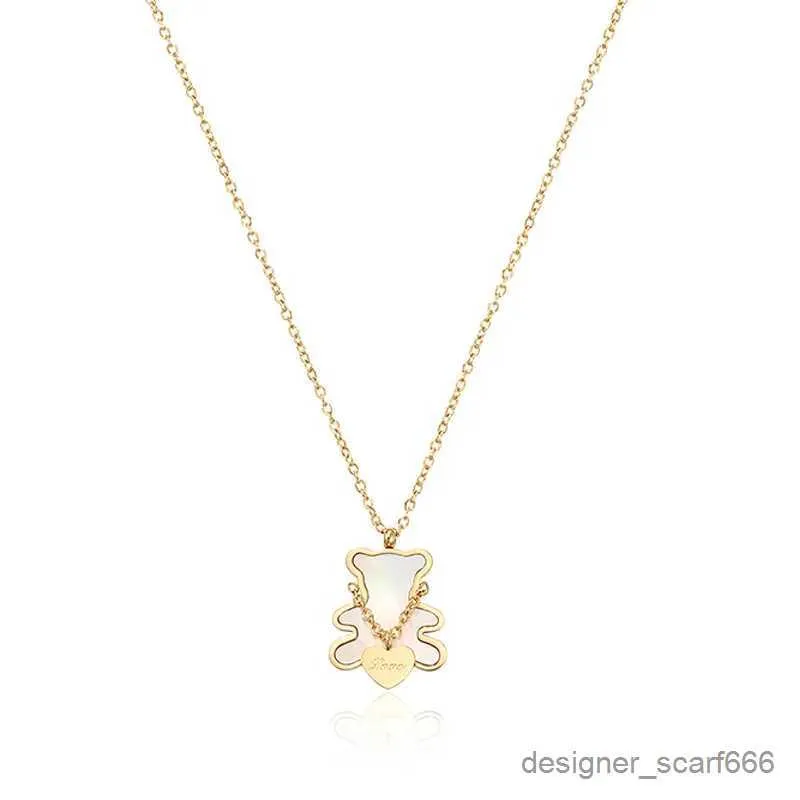 Sød bjørne-halskæde til kvinder i rustfrit stål_voghion.com