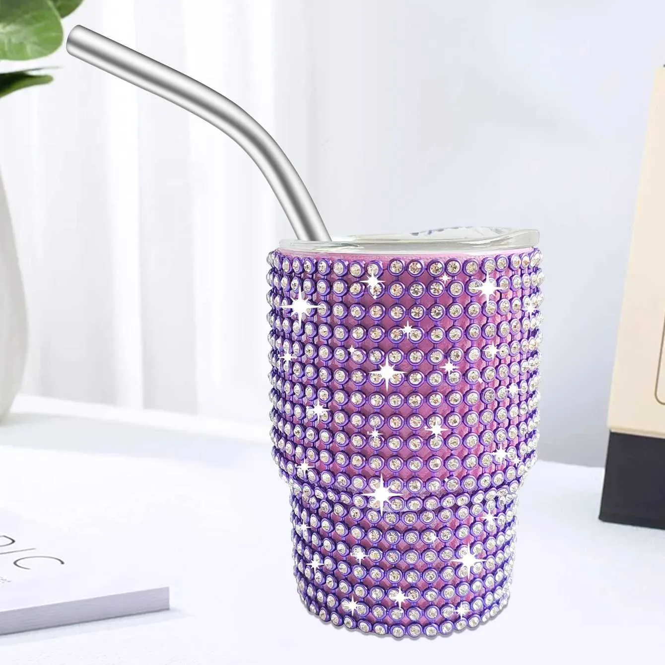 Tumblers 3oz Diamond Tumble Wine Cup Whisky Glass Rostfritt stål Vakuumisolering Mini Coffee With Straw Party Gift Girl H240425