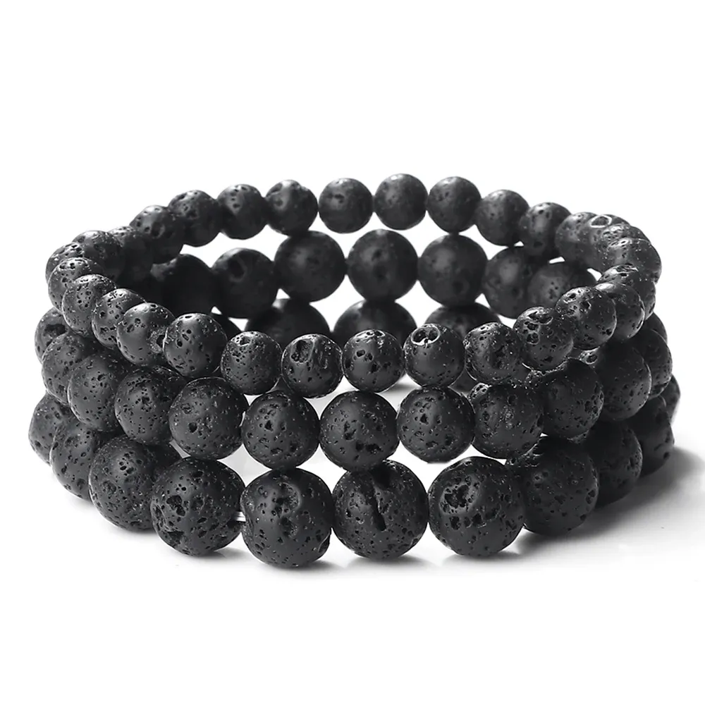 Fili 6/8/10 mm perline bracciale allungata per donne uomini uomini naturali vulcanici lavone in pietra braccialetti braccialetti di energia yoga meditazione gioielli