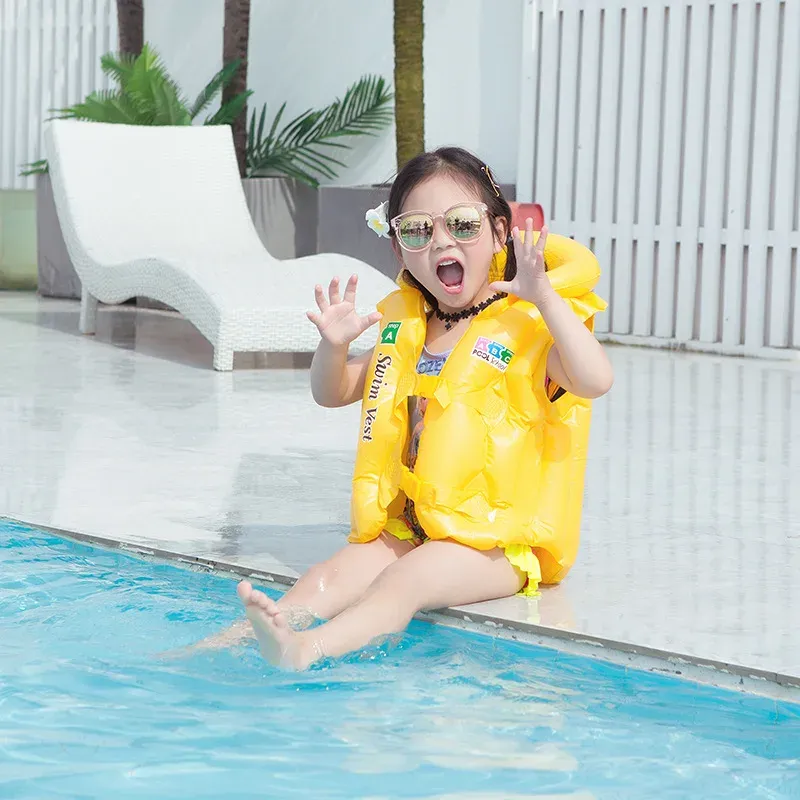 Produkter 310 Ålder Childs Uppblåsbar liv Vest Baby Swimming Jacket Buoyancy PVC Floats Kid Lär dig att simma båtliv Säkerhet Livräddningsväst