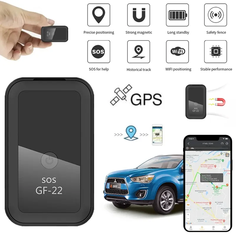 Аксессуары Mini GF22 GPS Car Tracker в режиме реального времени GPS Tracker Antilost Device Rocator Rocator Magnetic Mount SIM -позиционер 2023