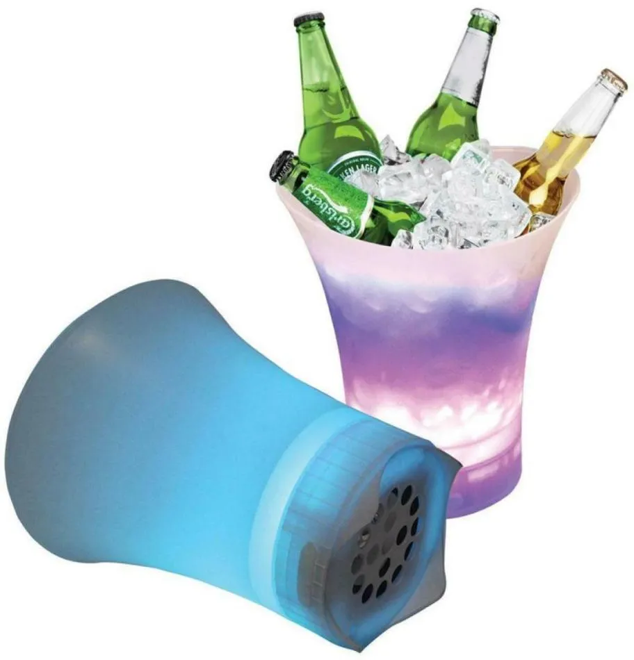 LED o ice bucket 7 colorful gradient luminous plastic champagne drink ice bucket Bluetooth speaker family wedding party8507490