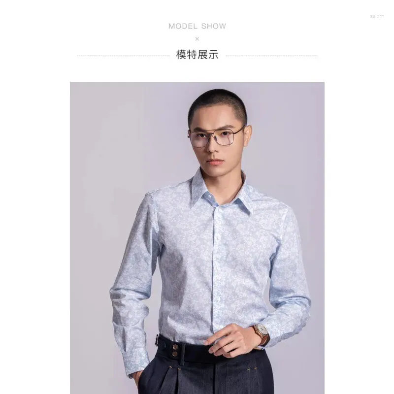 Men's Casual Shirts Custom Tailor Made Bespoke Business Formal Wedding Ware Blouse Floral Cotton Dress Designer Chrysanthemum