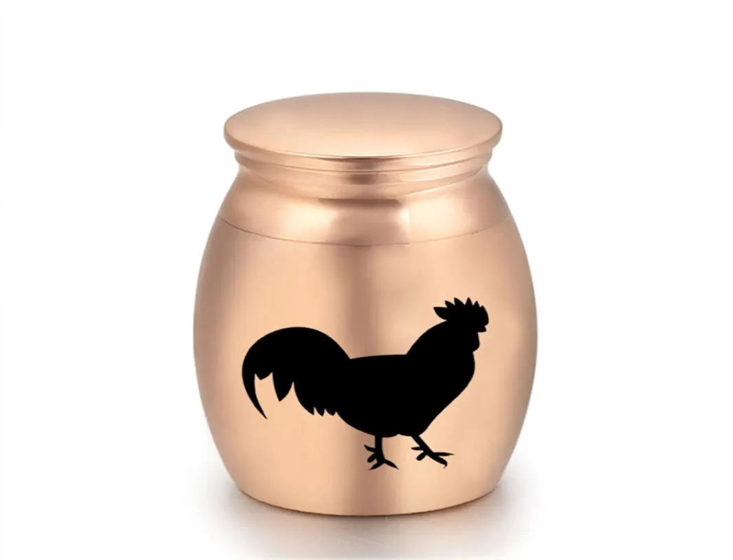 Chicken Engraved Cremation Memorial Urn Ashes Holder Aluminum Alloy Small Keepsake Urns for Human Pet Ashes 16x25mm8716766