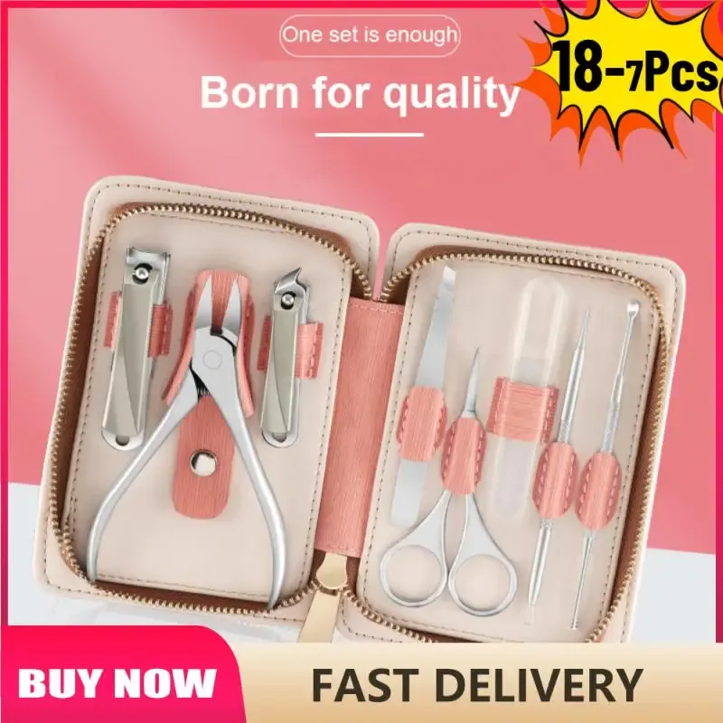 Satser 7/8/9/18st Manicure Set Pedicure Set Nail Clipper Stainless Steel Professional Nail Cutter Tools With Travel Case Kit