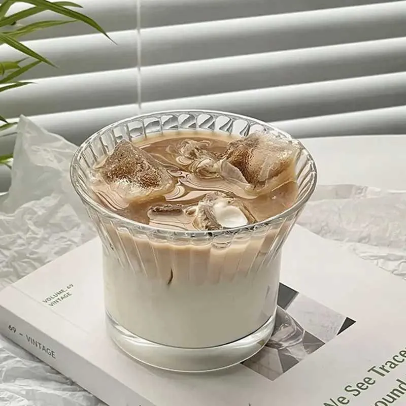 タンブラー210ml INSスタイルラテコーヒーグラスカップ透明なショットミルクティー再利用可能なキッチンタンブラーH240425