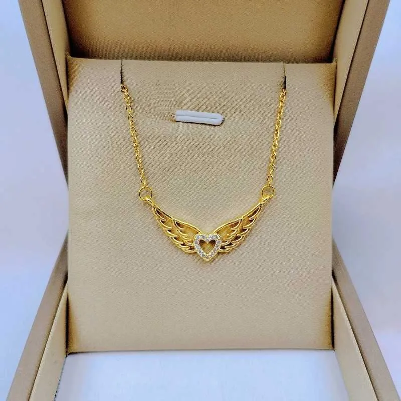 Collane Moda Ciondolo Collana Ali d'Angelo Classico Personalità Forma di Cuore Versatile Ciondolo Squisito Catena Clavicola_voghion.com