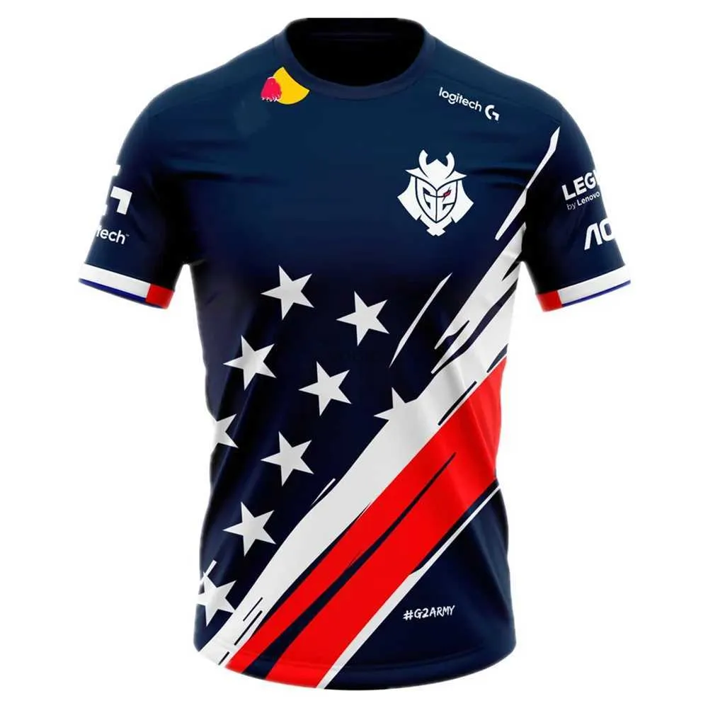 Herren-T-Shirts Sommer 3D Printed G2 Game National Team Uniform Herren Quick Dry T-Shirt E-Sports-Fans Kurzarm Tops Mode übergroße Teesl2425