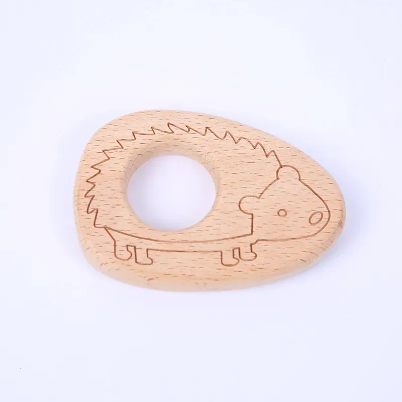 Infant Wooden Teether Toy Natural Wood Teething Accessories Multi Animal Shape Baby Pacifier Chain Pendant Chewable Nursing Toys