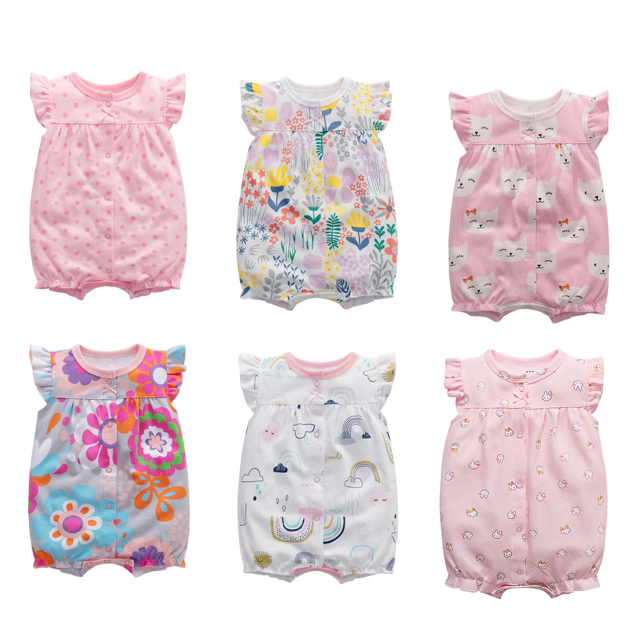 One-Pieces 2024 Été Baby Rompers Baby Girls Vêtements 100% Coton NOUVELLE-NOUNNE BEBY BOY CONSTANTES AUTES SUIGNES CORD