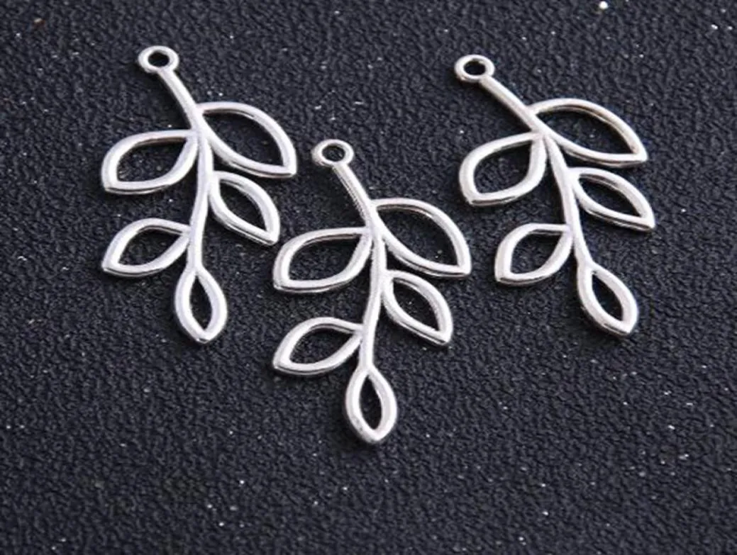 100st antika silverbladgrenkontakter hänge charm för halsbandsmycken gör resultat 22x41mm3748107