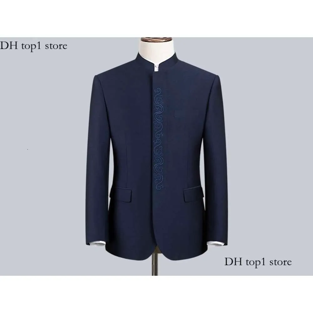 Costume de créateur de style chinois pour hommes de la veste de broderie haut de gamme British British Business Mens Mens Suit en trois pièces Robe de mariée Slim Fit Suit 736